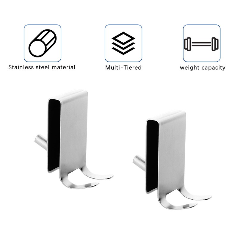 kingsea Pack of 2 Towel Hooks, No Drilling, Stainless Steel