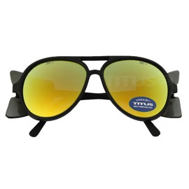 TITUS G35 Retro Aviator Z87 Sunglasses Eye Protection w/Side Shield Motorcycle Shooting DOT ANSI CE Approved Safety Glasses (Sungold Rev Mirror Over Smoke)