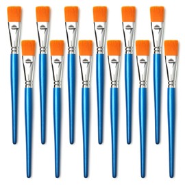 Artbud 25 mm Flat Acrylic Brush, 12 Piece Brush Set, Acrylic Paints, Artist's Brush, Paint Brush Set for Acrylic, Oil Painting, Gouache and Tempera Painting