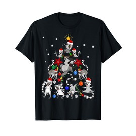 Lemur Christmas Tree Santa Hat Xmas Holiday Costume For Kids T-Shirt