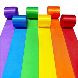 60 m Rainbow Satin Ribbon 50 mm Wide Colourful Fabric Ribbons Large Silk Satin Garland for Hanging Gift Wrapping Crafts DIY Sewing Hair Bow Birthday Chair Party Background Decoration