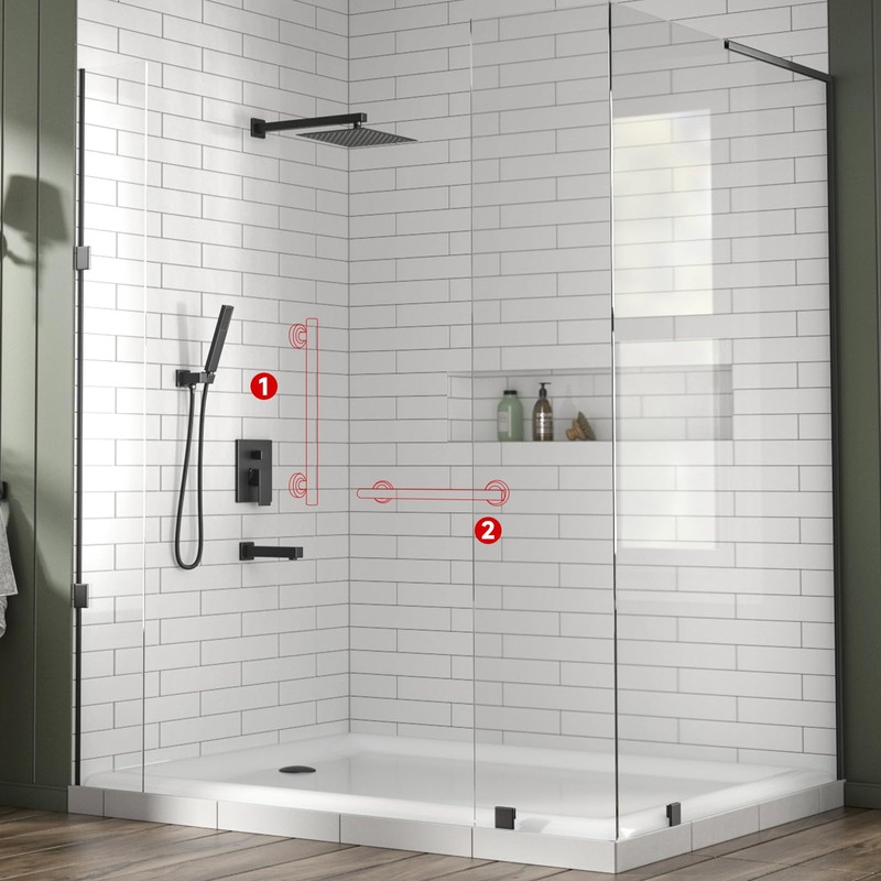 Lava Odoro Shower Grab Bar, Modern Stainless Steel Handicap Grab