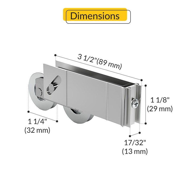 Brixwell Patio Door Roller Tandem with 1-1/4" Stainless Steel Wheel