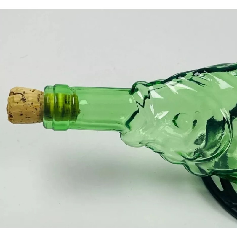 Vintage Decanter Fish Shaped Glass 13" Green Italian Wine Bottle