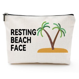 ZUYUROU Funny Makeup Bag for Women, “Resting Beach Face Cosmetic Pouch – Tropical Travel Bag for Beach Lovers, Summer Vacation Gifts for Girls, Friends, and Coworkers