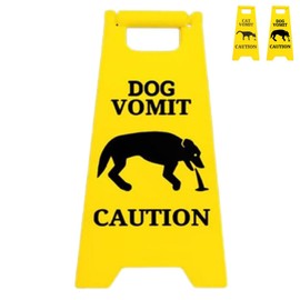 Generic Cat Vomit Sign, Novelty Dog Vomit Sign, Funny & Cute Warning Sign for Pet Owners, Yellow, Resin, 4 Inch, Floor Standing, Cat Signs Decor