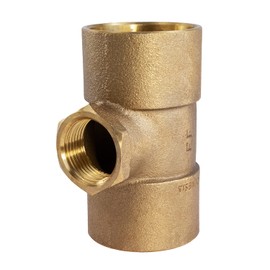 Everflow Supplies CCFT2234-NL C X C X F No Lead Cast Brass Tee Fitting with Solder Cups and Female Threaded Branch, 2" x 2" x 3/4"