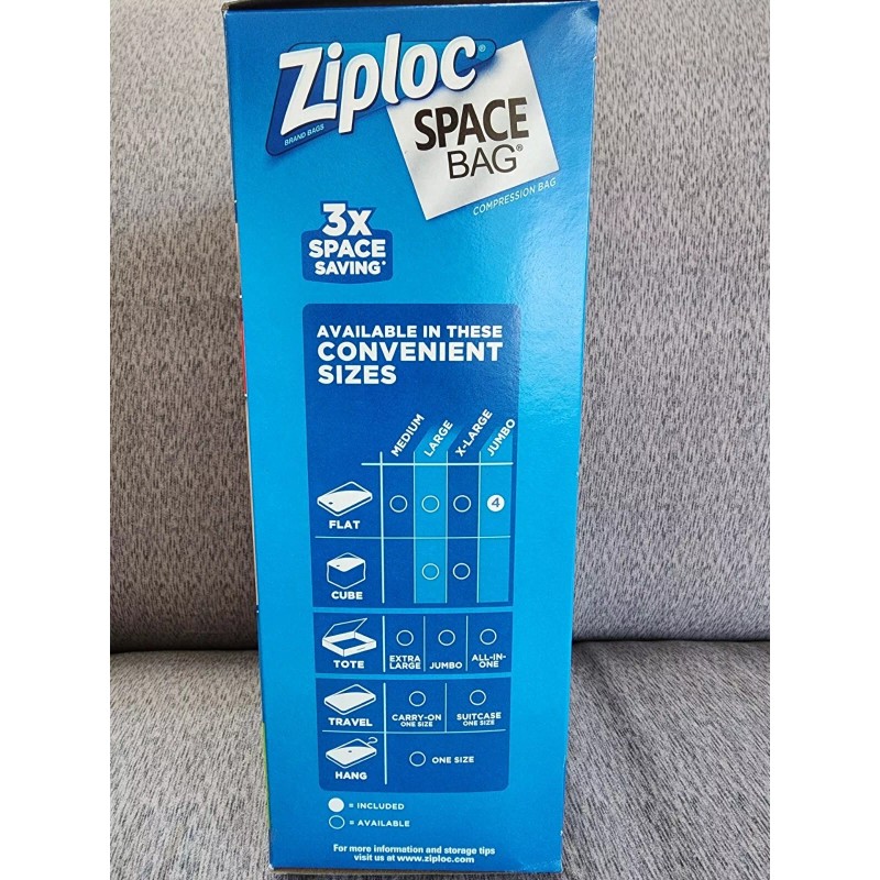 Ziploc Space Bag Bed & Linen 4 Jumbo Flats Waterproof/Reu