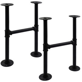 Itvexeme Industrial Pipe Table Leg Set, Iron Base Legs for Coffee Tables, Desks, NightstandVintage, Dark Grey Black Rough Pipes, 2pcs (30 Inch)