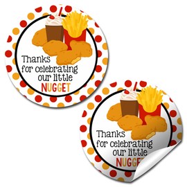 Our Little Nugget Birthday Party Thank You Stickers for Kids – 40 2" Round Labels – Chicken Nugget Themed Party Favor Stickers, Gift Bag Labels & Envelope Seals by Amanda Creation