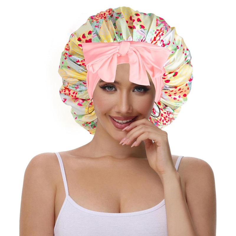 Vettres Hair Bonnet for Sleeping Satin Lined Sleep Cap Double