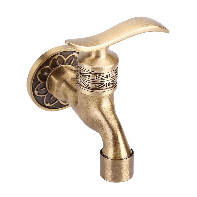 Antique Style Brass Washing Machine Faucet Wall Mount Laundry Cold