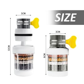 2 Pieces Faucet Filter, Activated Carbon Tap Water Filter, 360 Degree Free Rotating Filter, Suitable for Kitchen and Bathroom to Remove Impurities from Water and Soften Hard Water.