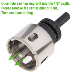 HLOFIZI 1-1/2 Inch Diamond Hole Saw 1.5” Tile Hole Saw for Ceramic, Tile, Glass, Granite, Porcelain, Marble, with Guiding Drill Bit