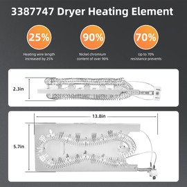 W11344457 WP3387747 Fit for Maytag Bravos XL Heating Element Whirlpool Duet Kenmore Elite, MEDB835DW4 Replace 3387747 PS11741416 MEDC700VW0 GEW9200lW1 by APPLIANCEMATES