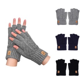 HDGSAFD 3 Pairs Fingerless Gloves, Warm Gloves, Simple Gloves, Fashionable Knitted Gloves, Cycling Gloves, Portable Gloves, multicoloured, M