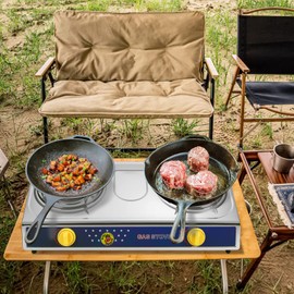Vivicreate 2 Burner Propane Gas Stove Outdoor Cooking Portable Double Burner Propane Cooktop Gas Burners for Camping BBQ Patio Frying Fogon de Gas Estufa de Gas Portatil Parrillas de Gas