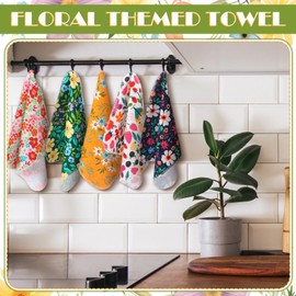 Redbaker 60 Pcs Flower Reusable Paper Towels Rolls Washable Paperless Paper Towels Bulk Cloth Cotton Napkin with Cardboard Reusable Napkins for Kitchen Dishes Bathroom Home Table