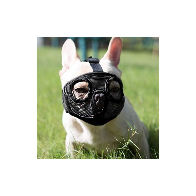 Bozales Cortos para Perro, bozal de Malla Transpirable Ajustable para