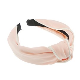 Women's Luxury Retro Boho White Edged Chiffon Knot Headband Alice Band Pink
