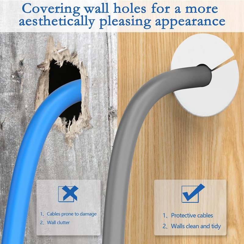 Pack of 7 Wall Feed-Through for Cable Management Set, Wall