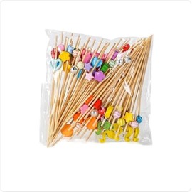 100Pcs Cocktail Picks, Fancy Toothpicks for Appetizers, Drinks With Bamboo Cocktail Sticks, Fruit, Dessert, Barbecue, Wedding Party Fancy Toothpicks, 4.7-inch (Mixed color)