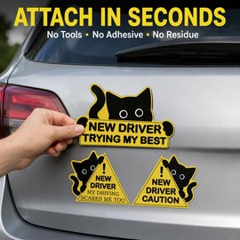 3PCS Cat Student Driver Magnet, Please Be Patient Car Signs