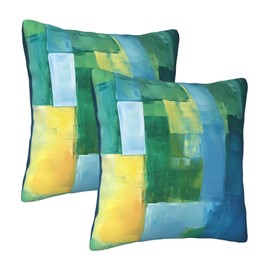 Mshutbna Teal Abstract Throw Pillow Covers 18x18 inch Set of 2 Blue and Green Pillow Case Cushion Cover for Home Sofa Couch Living Room Car Decor