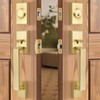 LOQRON Brushed Gold Double Front Door Lock Set, Keyed Entry