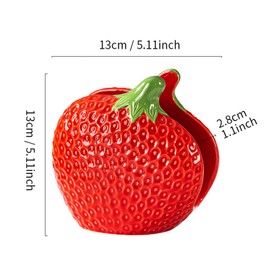 Strawberry Napkin Holder for Table, Cute Ceramic Fruits Paper Napkins Holder Stand Freestanding Tissue Holder Dispenser for Dining Roon Kitchen Home Decor (Red)
