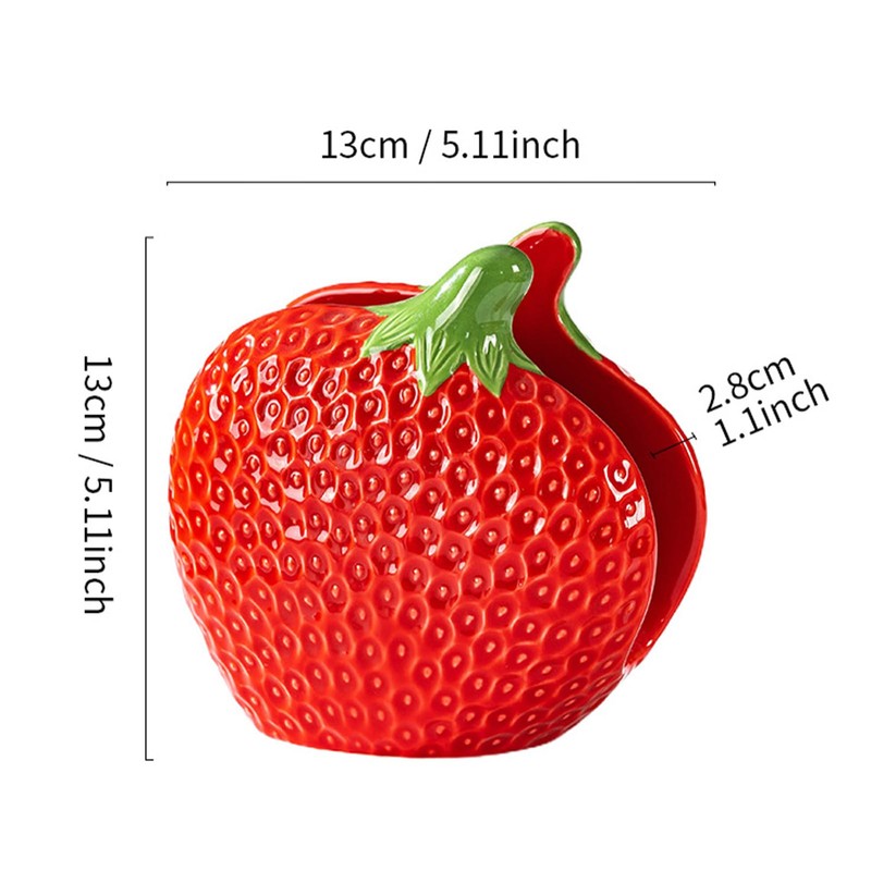 Strawberry Napkin Holder for Table, Cute Ceramic Fruits Paper Napkins