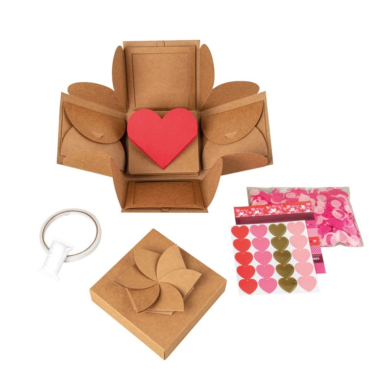 Rayher Craft Set Explosion Box, Kraft Paper Surprise Box, 12
