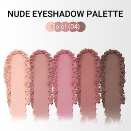 Erinde Nude Neutral Eyeshadow Palette Makeup - 5 Colors Matte Brown Natural Eye Shadow Palette, Cool-Toned Nude Taupe Eye Makeup Looks, Ultra-Blendable Matt Eyeshadow Pallete, 04#