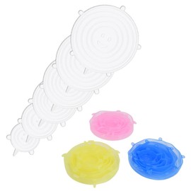 12 Piezas - Tapas Elásticas de silicona reutilizables y duraderas para almacenamiento de alimentos, satisface la mayoría de los recipientes, lavavajillas y congelador mantener la comida fresca (12)
