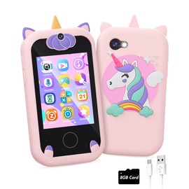 Kids Smart Phone for Girls Unicorns Gifts for Girls Toys 8-10 Years Old Phone Touchscreen Learning Toy Christmas Birthday Gifts for 3 4 5 6 7 8 9 Year Old Girls with 8G Memory Card