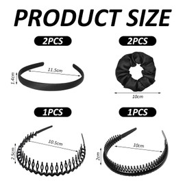 4 Pieces Black Headbands And 2 Pieces Black Hair Rings, Satin Headband, Ladies Headband, Ladies Hair Rings, Hair Organizer, Elastic Headbands.
