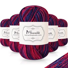 Maxee Hand Knitting Yarn, 5 x 50 g Crochet Yarn, Colourful Gradient Acrylic Yarn for Knitting, Soft Wool for Crocheting, Multicoloured Yarn for Knitting, Crochet and Crafts-42
