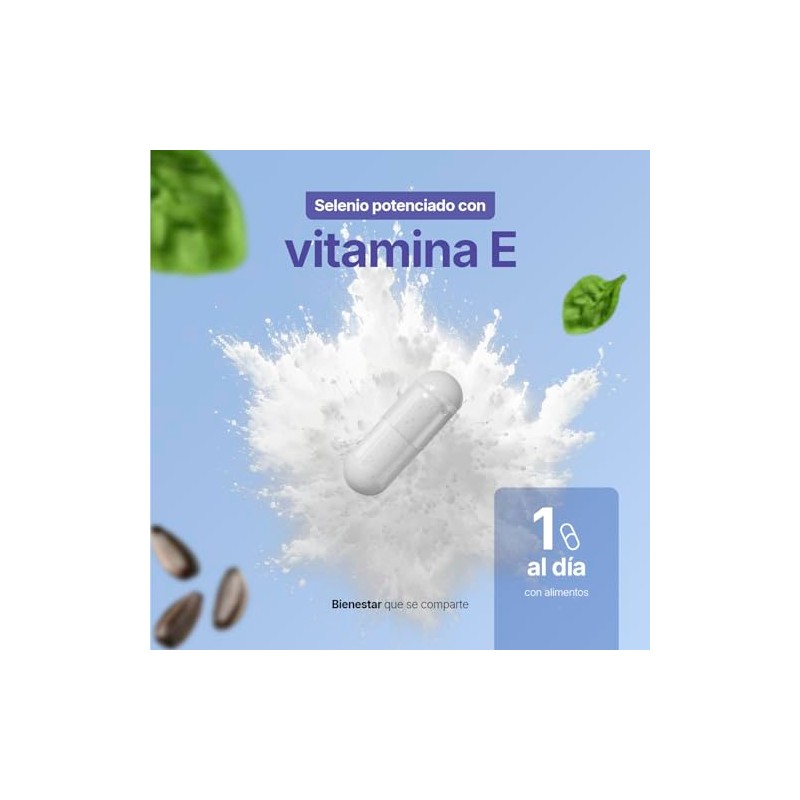 Selenio de 240 Cápsulas. Ingredientes naturales: con Vitamina E para