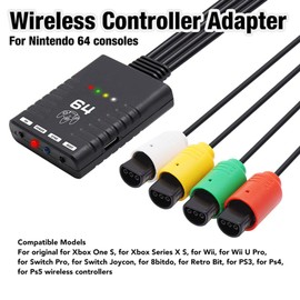 Wireless Controller Adapter for, Bluetooths Controller with LED Indicator for N64 Console, Support 4 Player, Wireless Converter for for for for 8bitdo