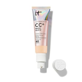 It Cosmetics CC Cream Nude Glow con Protector Solar FPS 40 + Suero Iluminador – Base de maquillaje con Niacinamida, Ácido Hialurónico, Cobertura Alta, Acabado Luminoso Natural, 32 ml