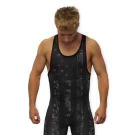 GO EARN IT Men's Black Flag Camo Singlet (Youth Medium)