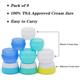 Cosywell Cosywell Travel Containers Sets Silicone & PP Cream Jars for Toiletries Empty Lotion Leak-proof & TSA Approved Bottles Accessories with Hard Sealed Lids for Cosmetic Makeup Face Cream (9 Jars)