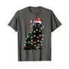 Xmas Lights Santa Hat Black Cat Christmas T-Shirt