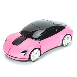 Sorandy Ratón Inalámbrico 2.4GHz, Óptico Ergonómico Forma de Coche Deportivo 3D con Luz LED, 1600 dpi, Rosa                                           