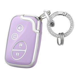 OFFCURVE for Lexus Key Fob Cover with Keychain Key Fob Case Holder for Lexus ES350 GS300 GS430 GS450h GS460 is F IS250 IS350 LS460 LX570 Car Accessories Smart Keyless Remote Key Protector, Purple