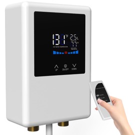 Tankless Water Heater Electric 110V, 5500W Instant Hot Water Heater with Remote Control and LCD Touch Screen Self-modulating, Overheating Protection for Demand