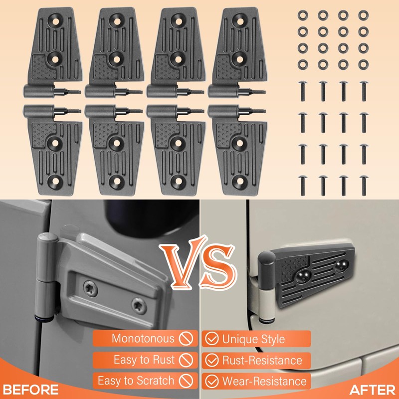 Door Hinge Kit Exterior Accessories Fits for Jeep Wrangler JK