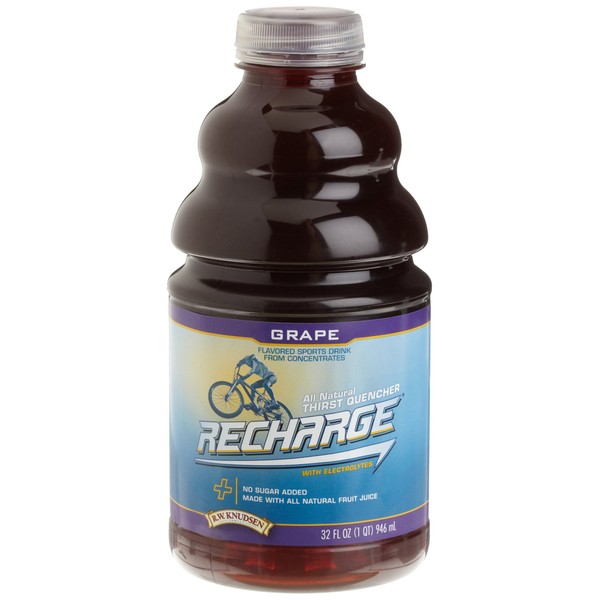 R.W. Knudsen Recharge Sports Drink, Grape, 32-Ounce Bottles (Pack of 12)