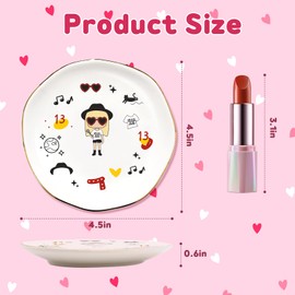 Taylor Inspired Ceramic Jewelry Tray Ring Dish for Fans, Cute Nightstand Decor, Trinket Dish Friendship Gift for Women Girls Dauther- Earrings Necklaces Key