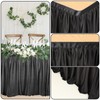 6ft Black Table Skirts for Rectangle Tables Polyester Desk Skirt